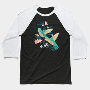 Humming Birds and Floral Vine Baseball T-Shirt